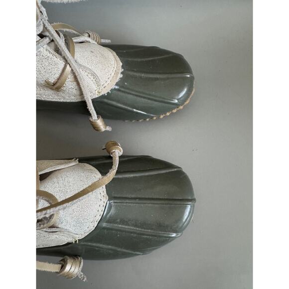 Jack Rogers Rain Boots Green Gold Sparkle Womens Size 7 Duck Boots Galoshes - Picture 7 of 10